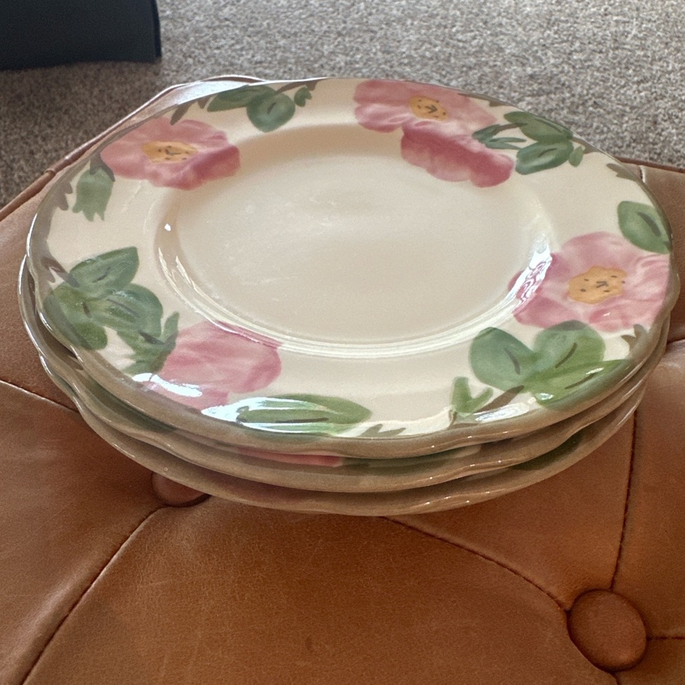Franciscan Dessert Rose 8” Salad Plates set of 4 England Pink Floral vtg. Set1